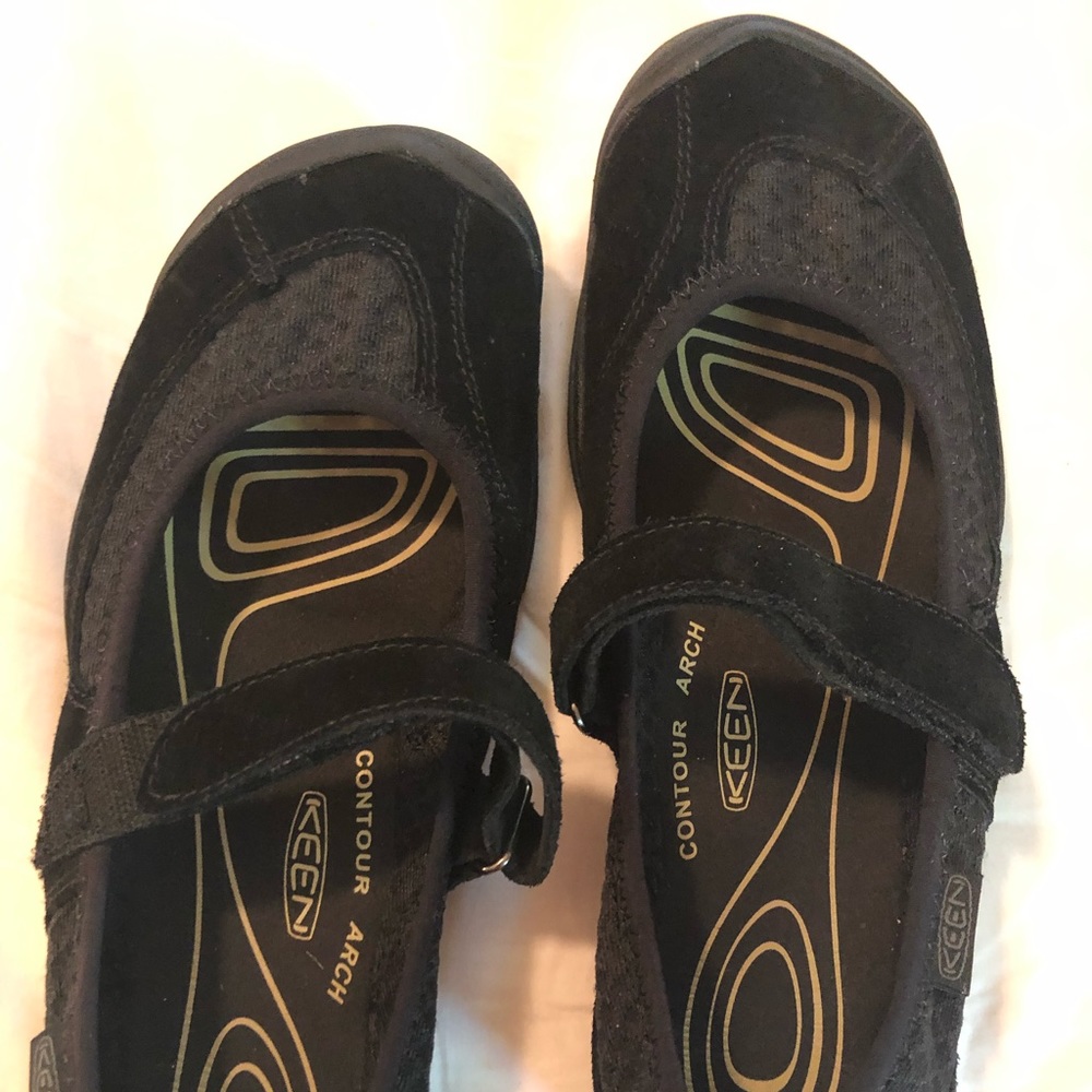 Keen black suede Mary Jane loafers